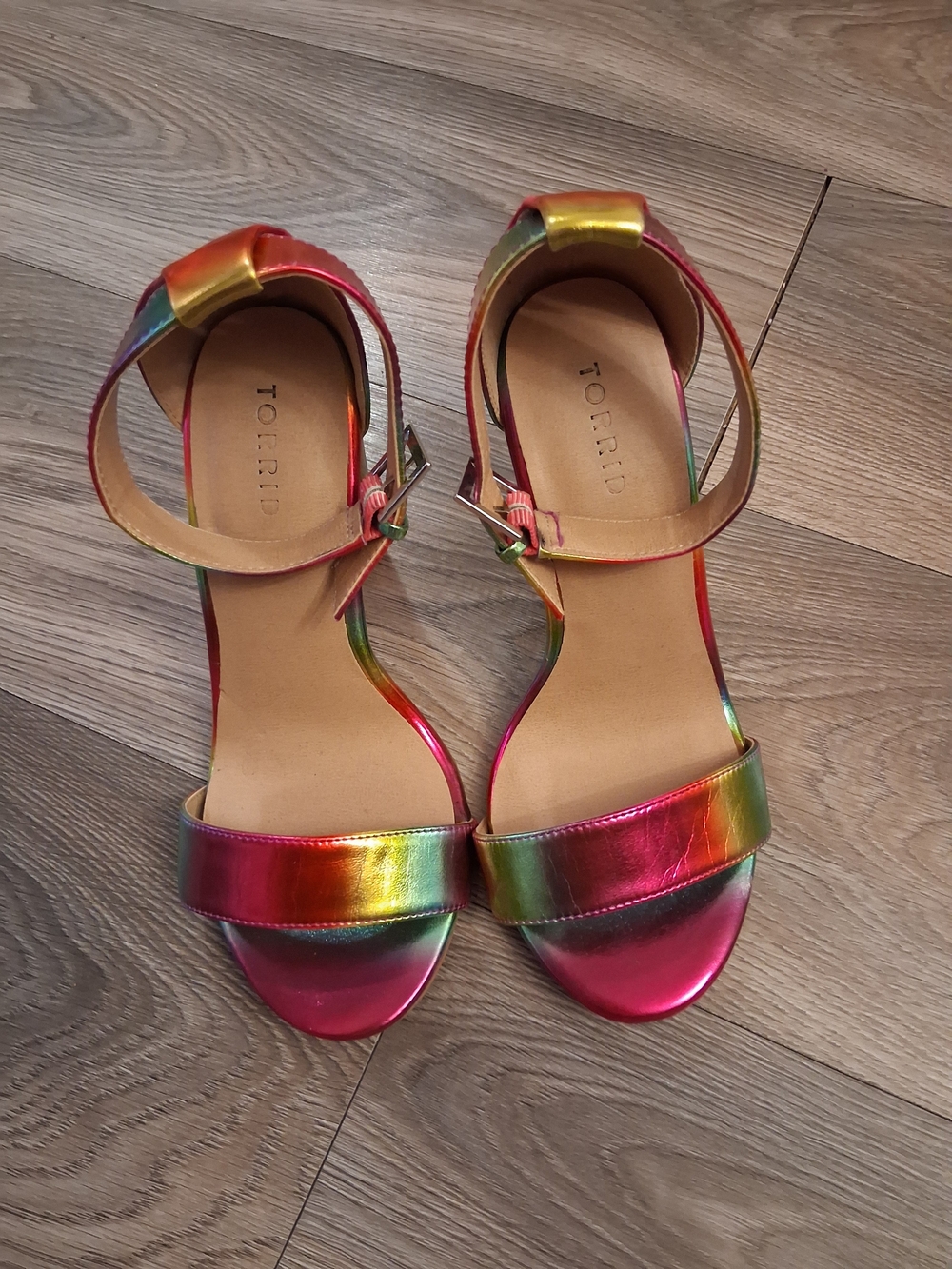 **PRIDE**Torrid Rainbow Metallic Open-Toe Ankle Strap Sandals - SIZE 8.5W